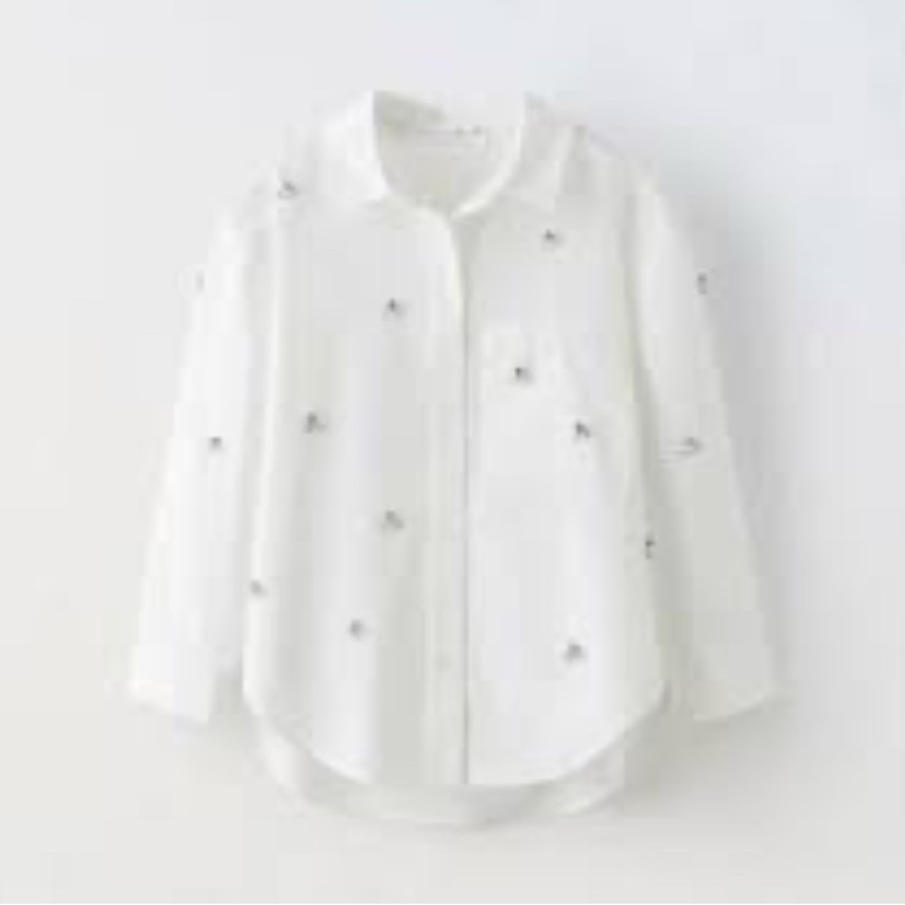 Zara Kids RHINESTONE BUTTON DOWN SHIRT-Size 9-10